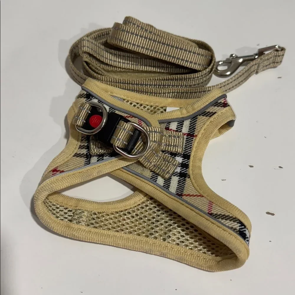 SUREDOO Soft Vest Harness Beige Plaid Mesh Padded NIP